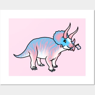 TRANSceratops Prideosaur - Pride Month Transexual Flag Dinosaur Posters and Art